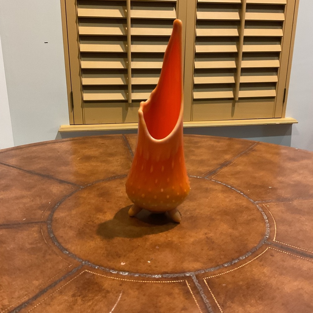 12” Orange Stretch Art Glass Sculpture